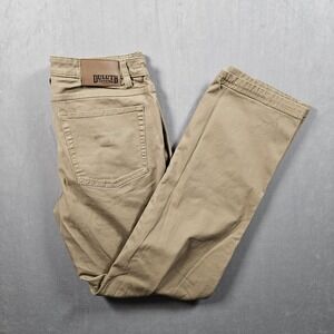 Duluth Trading Flex Fire Hose Pants Mens 34x34 (Fits 34x32) Tan Khaki Relaxed